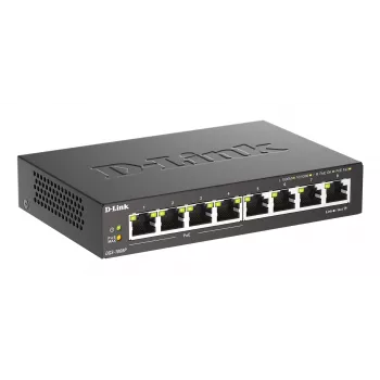 Hallitsematon kytkin D-Link DGS-1008P/E, L2, 8 porttia, PoE