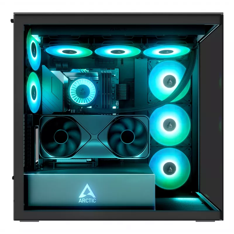 ARCTIC Xtender VG (Mirror Black) Premium E-ATX -tietokonekotelo pystysuoralla GPU-telineellä