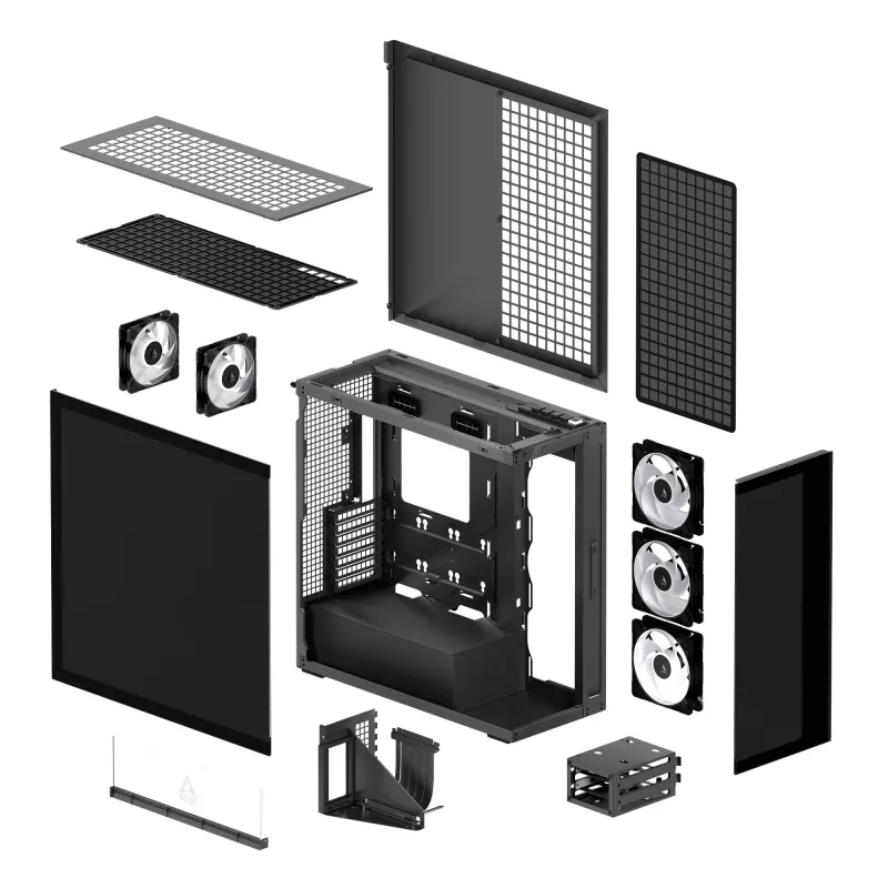 ARCTIC Xtender VG (Mirror Black) Premium E-ATX -tietokonekotelo pystysuoralla GPU-telineellä