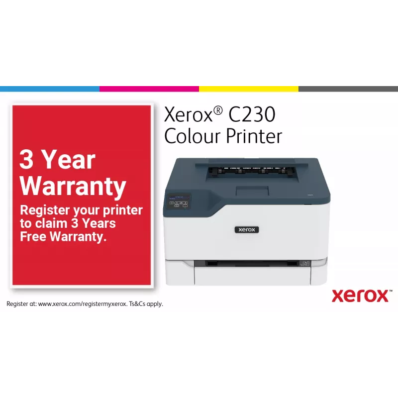 Xerox C230 A4 22ppm langaton duplex tulostin PS3 PCL5e6 2 paperilokeroa yhteensä 251 arkkia