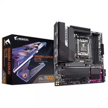 GIGABYTE B650M AORUS ELITE emolevy - AMD Ryzen 9000 suorittimet, 12+2+2 vaihe VRM, jopa 8000MHz DDR5, 1xPCIe 5.0 + 1xPCIe 4.0 M.2, 2.5GbE LAN, USB 3.2 Gen 2x2