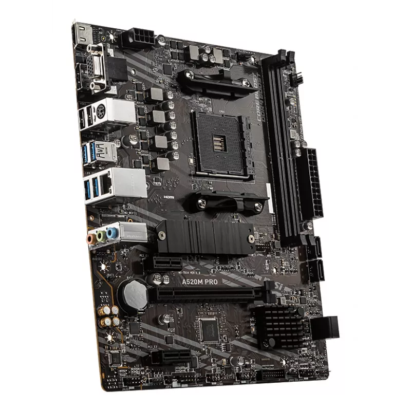 MSI A520M PRO emolevy AMD A520 kanta AM4 micro ATX