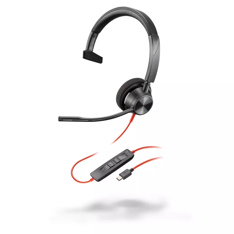 HP Poly Blackwire 3310 yksikanavainen headset USB-C + USB-C/A-sovitin
