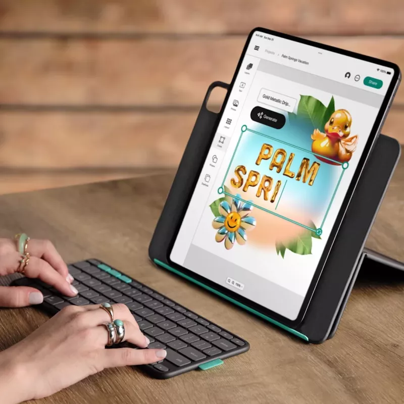 LOGITECH Flip Folio grafiitti – iPad Pro 13 inch (M4) iPad Air 13 inch (M2 & M3) – Qwertz saksa