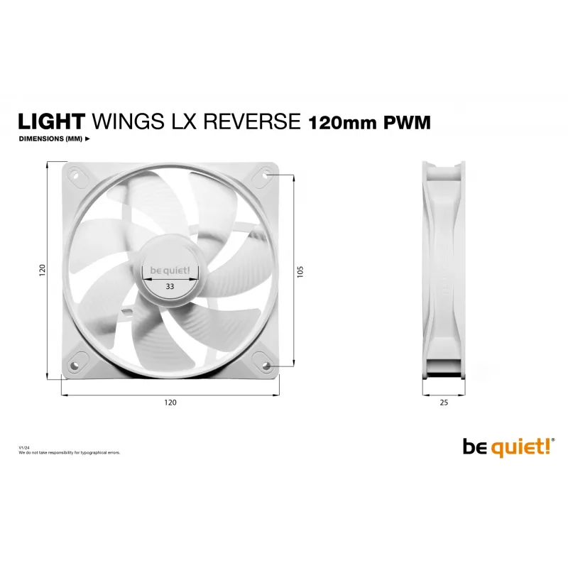 be quiet! Light Wings LX 120 mm PWM Reverse valkoinen kotelotuuletin 12 cm 1 kpl
