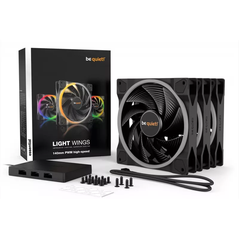 be quiet Light Wings 140mm ARGB PWM High-Speed-tuuletin musta 3 kpl:n pakkaus