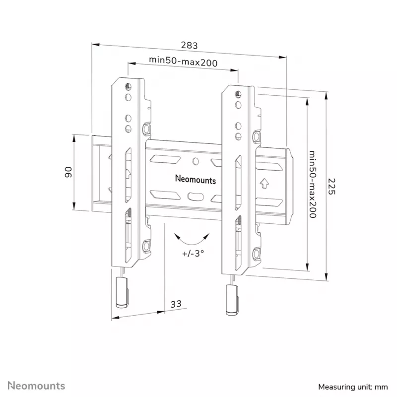Neomounts WL30S-850BL12 TV-seinäteline 24-65 tuumaa - kiinteä - lukittava - nopea asennus