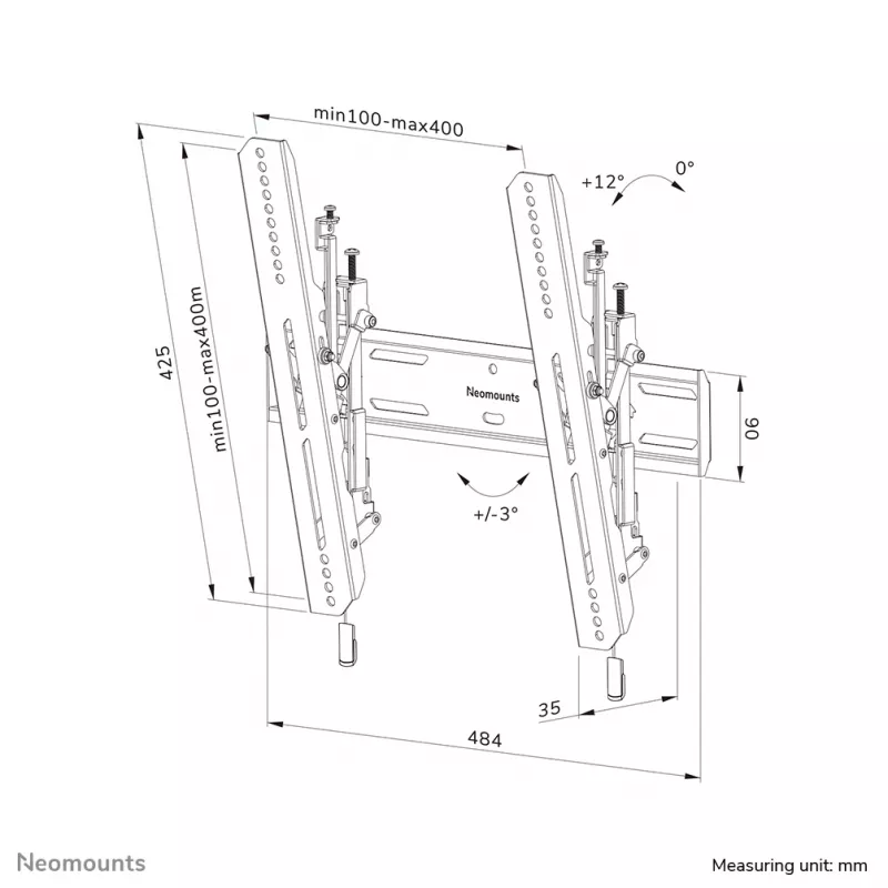 TV-seinäteline Neomounts WL35S-850BL14 enimmäispaino 50 kg 32-75 tuumaa