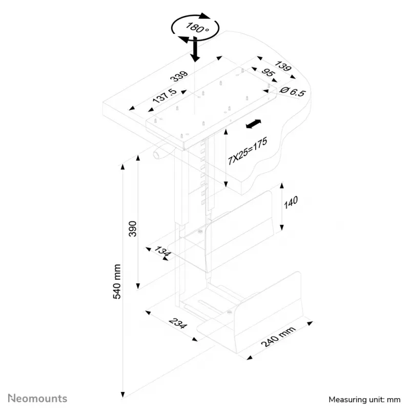 Neomounts CPU-D250BLACK CPU-teline - kiertyvä - enintään 30 kg - universaali