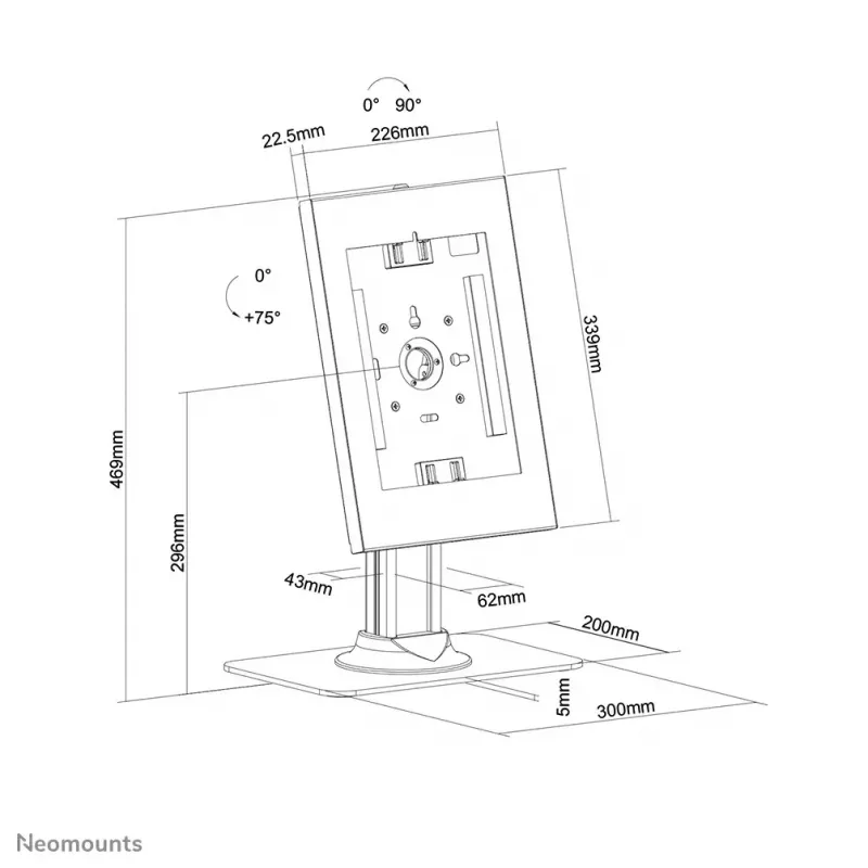 Tablettiteline Neomounts DS15-650WH1 enimmäisnäyttökoko 27,9 cm