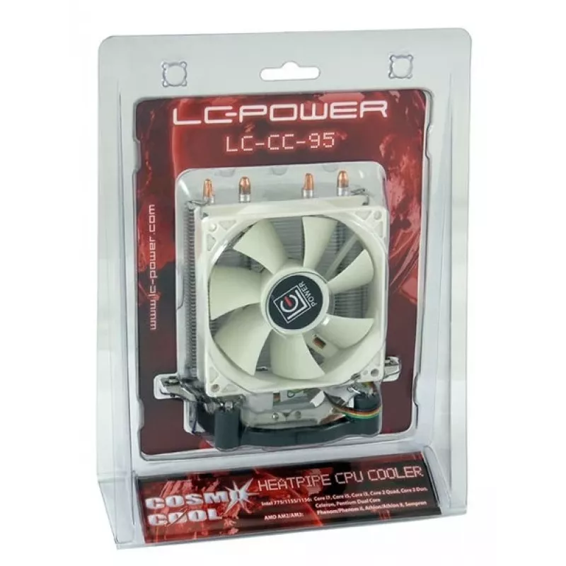 Jäähdytin LC-Power LC-CC-95 prosessorijäähdytin 9.2 cm hopea valkoinen