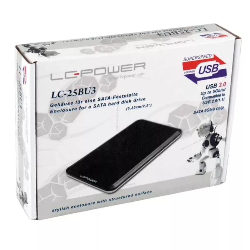 LC-POWER kiintolevykotelo Lc-25bu3 - USB 3.0 6,35cm/2.5in musta