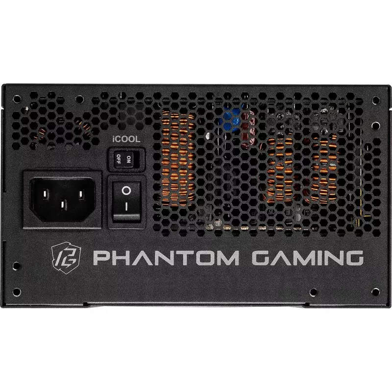 Virtalähde ASRock Phantom Gaming PG-1000G 750 W, ATX 20+4 Pin, 80 PLUS Gold, 135 mm tuuletin, täysin modulaarinen, musta