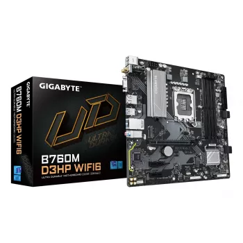 GIGABYTE B760M D3HP WIFI6 -emolevy - tukee Intel Core 14. sukupolven suorittimia, 4+1+1 vaiheinen digitaalinen VRM, jopa 5600 MHz DDR5, 2xPCIe 4.0 M.2, Wi-Fi 6, GbE LAN, USB 3.2 Gen1