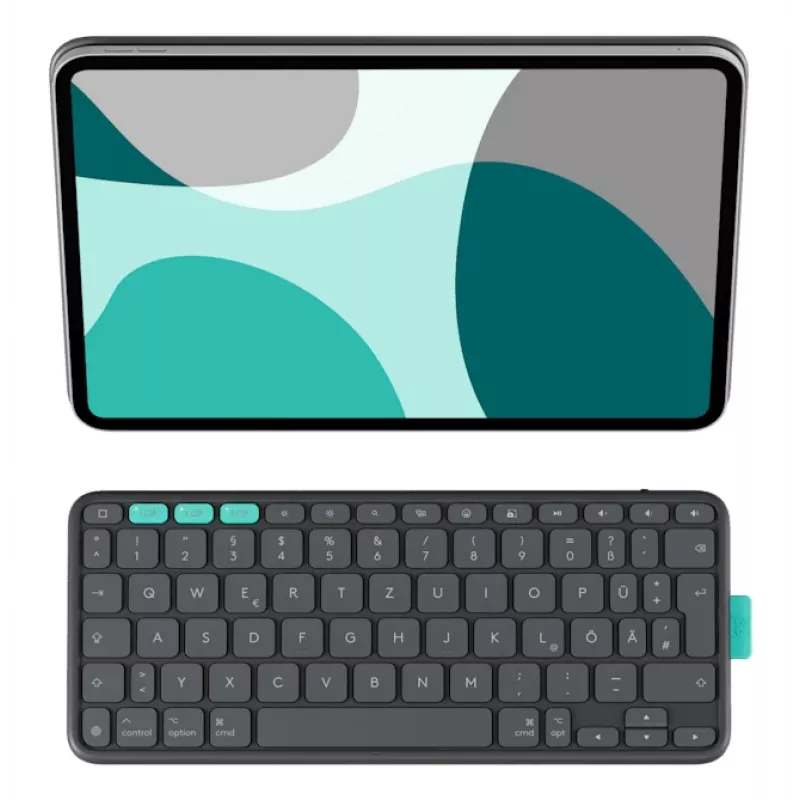 Näppäimistö-folio-kotelo Logitech Flip Folio QWERTZ saksa iPad Pro/Air 11 tuuman, Bluetooth, grafiitti, akku 90 mAh