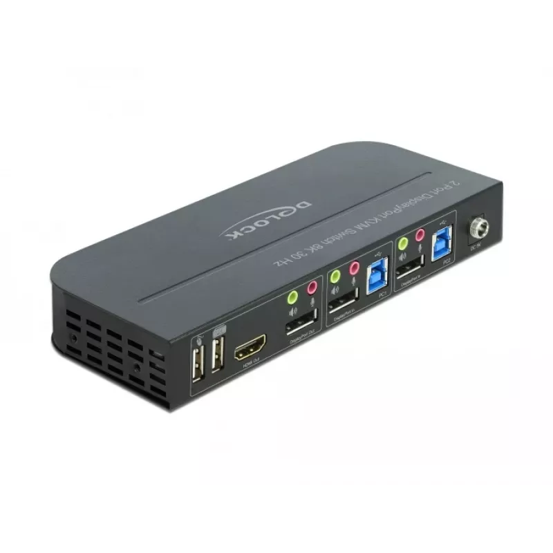 DELOCK DisplayPort 1.4 KVM -kytkin 8K 30 Hz USB 3.0 + ääni