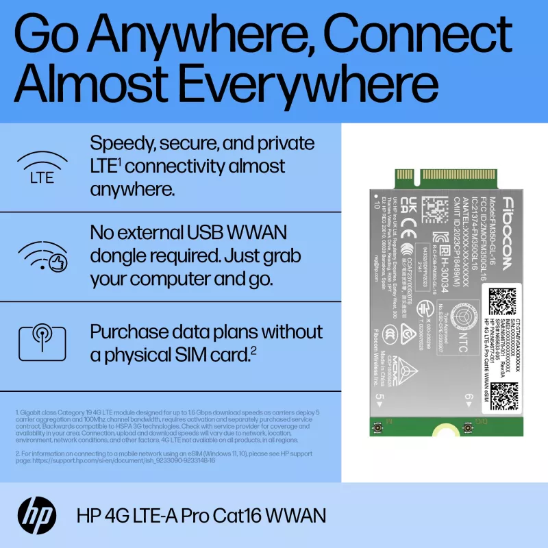 HP 4G LTE-A Pro Cat16 WWAN -liitäntäkortit/sovittimet