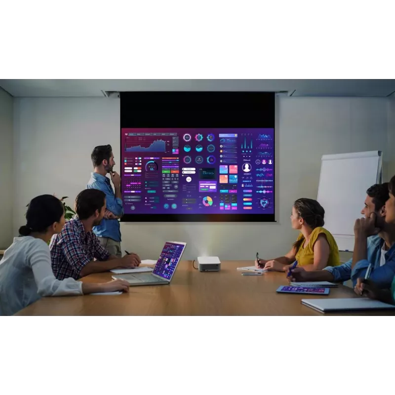 Optoma ML1080ST kannettava lyhyen projisointietäisyyden laser-DLP-projektori, Full HD 1920x1080, 1200 lm, USB-C, IPX5, valkoinen