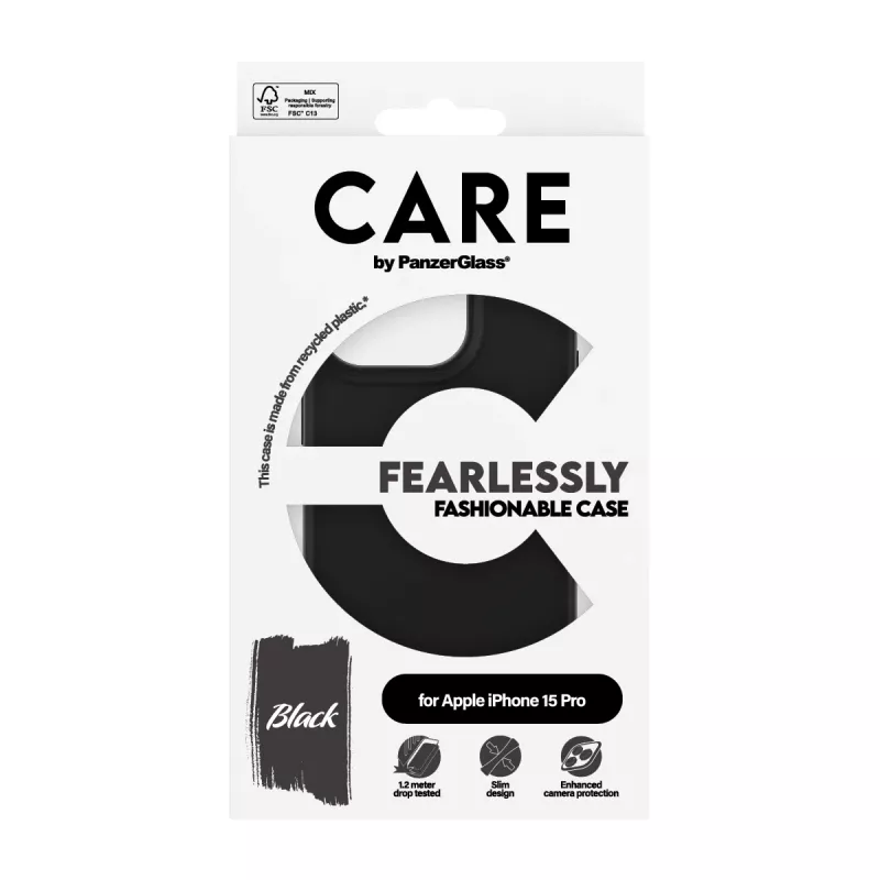PanzerGlass CARE™ by ® kotelo musta iPhone 15 Pro