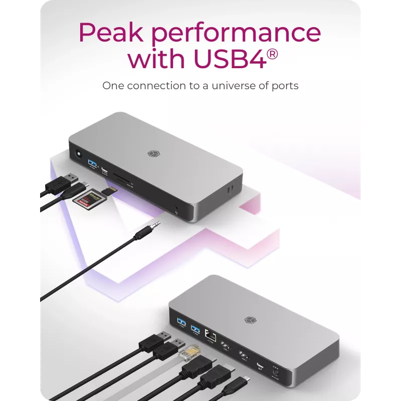 ICY BOX 10-in-1 USB4 Type-C telakointiasema kahdella videolähdöllä