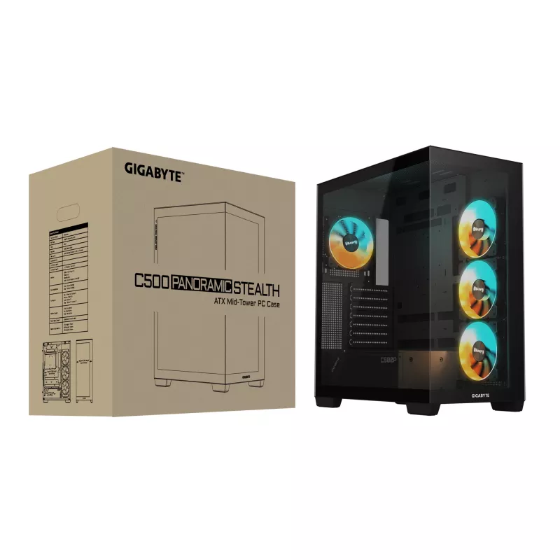 GIGABYTE C500 PANORAMIC STEALTH Midi Tower musta