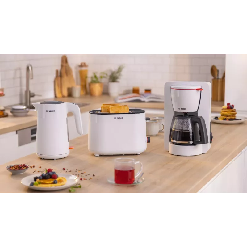 Bosch TWK2M161 vedenkeitin, 1,7 l, 2400 W, valkoinen, muovikotelo, 360°-jalusta