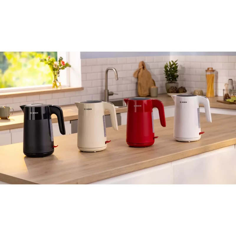 Bosch TWK2M161 vedenkeitin, 1,7 l, 2400 W, valkoinen, muovikotelo, 360°-jalusta