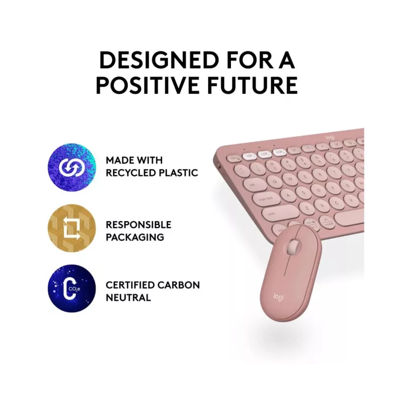 Logitech Pebble 2 Combo langaton näppäimistö ja hiiri pinkki QWERTY
