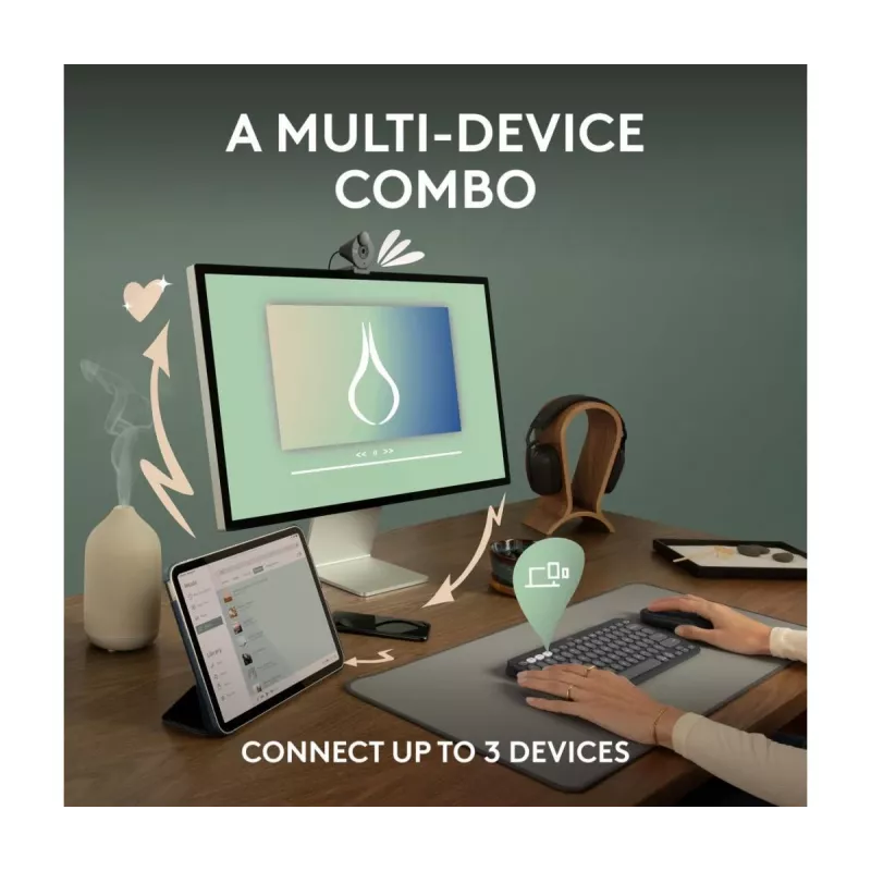 Logitech Pebble 2 Combo langaton näppäimistö ja hiiri pinkki QWERTY