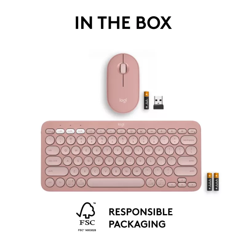 Logitech Pebble 2 Combo langaton näppäimistö ja hiiri pinkki QWERTY