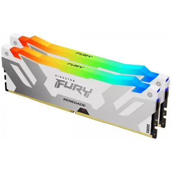Kingston Technology FURY 64GB 6400MT/s DDR5 CL32 DIMM (2 kpl:n pakkaus) Renegade RGB valkoinen XMP