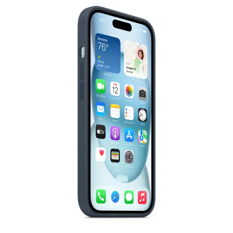Suojakotelo Apple iPhone 15 silikoni MagSafe Storm Blue