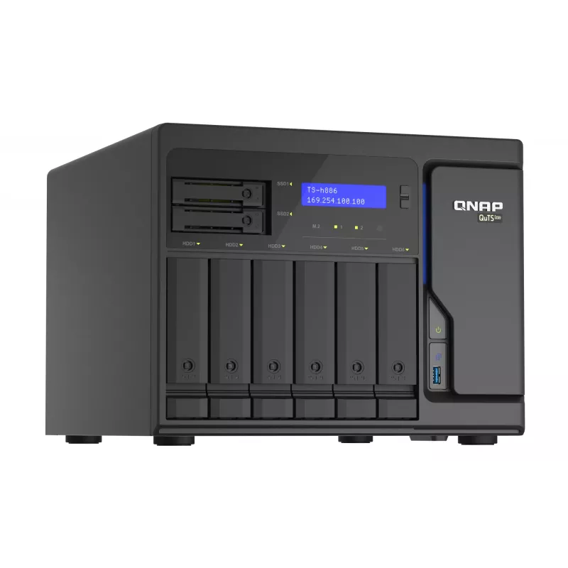 QNAP TS-h886 NAS-torni Intel® Xeon® D D-1602 8 GB DDR4 0 TB QuTS hero Black
