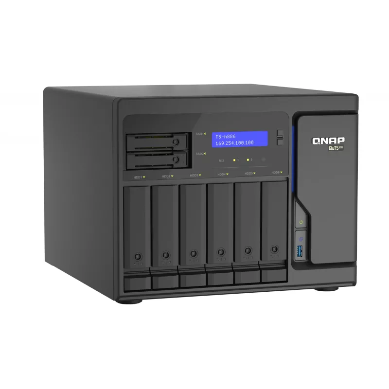 QNAP TS-h886 NAS-torni Intel® Xeon® D D-1602 8 GB DDR4 0 TB QuTS hero Black