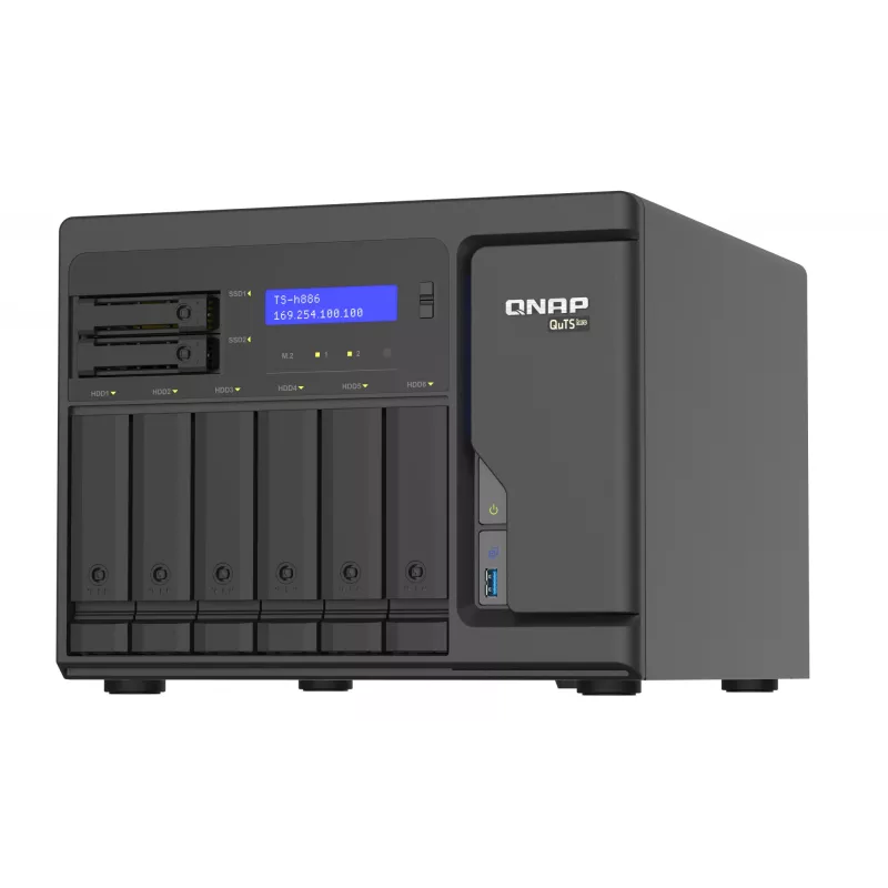 QNAP TS-h886 NAS-torni Intel® Xeon® D D-1602 8 GB DDR4 0 TB QuTS hero Black