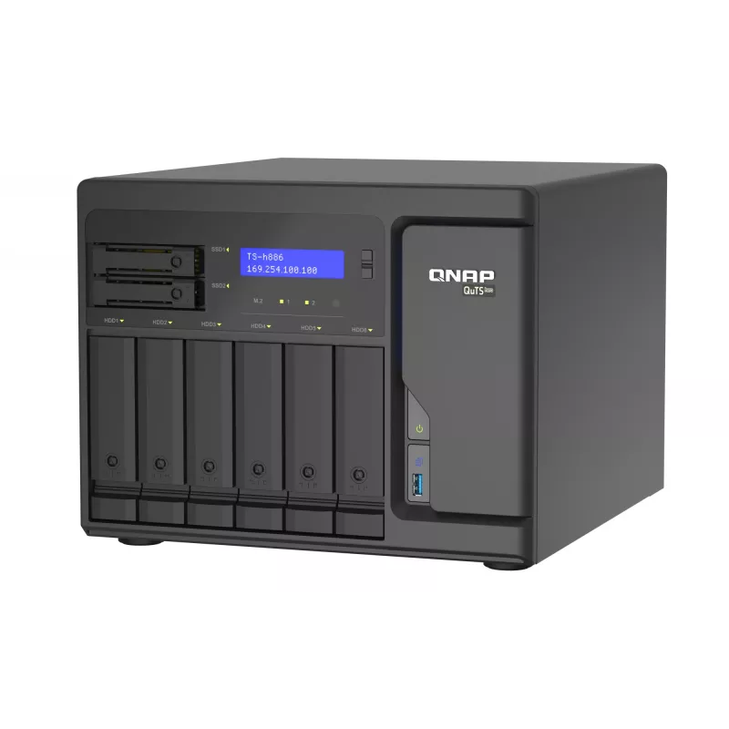 QNAP TS-h886 NAS-torni Intel® Xeon® D D-1602 8 GB DDR4 0 TB QuTS hero Black