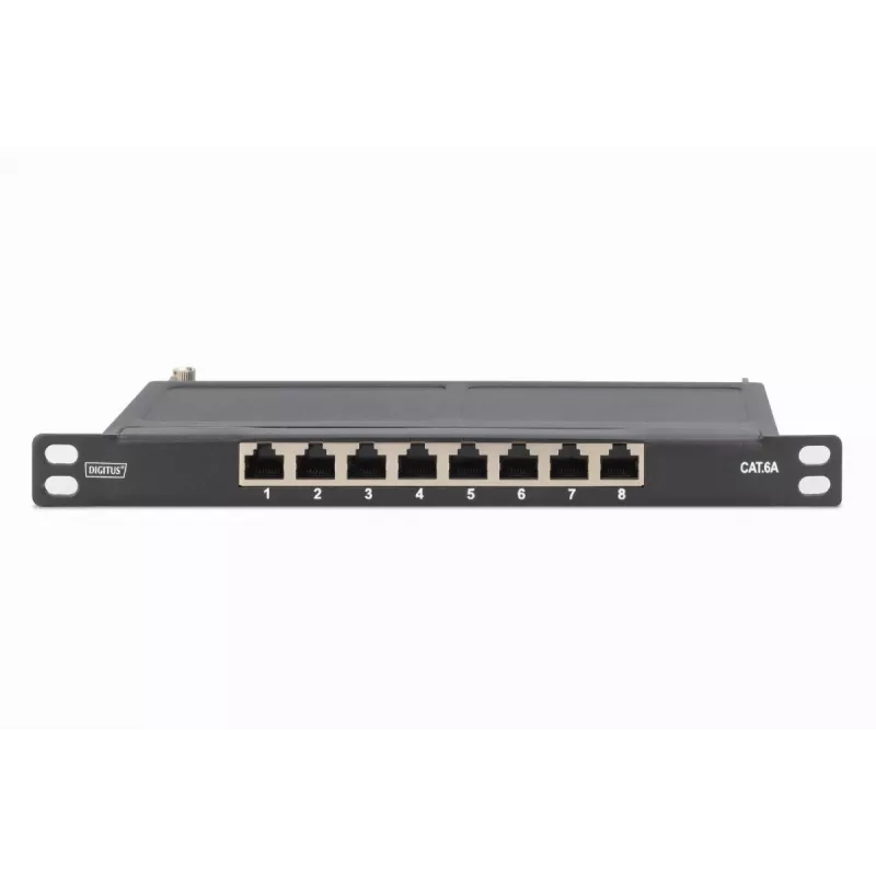 DIGITUS patch-paneeli CAT6A suojattu, 8-porttinen 1/2U, 10