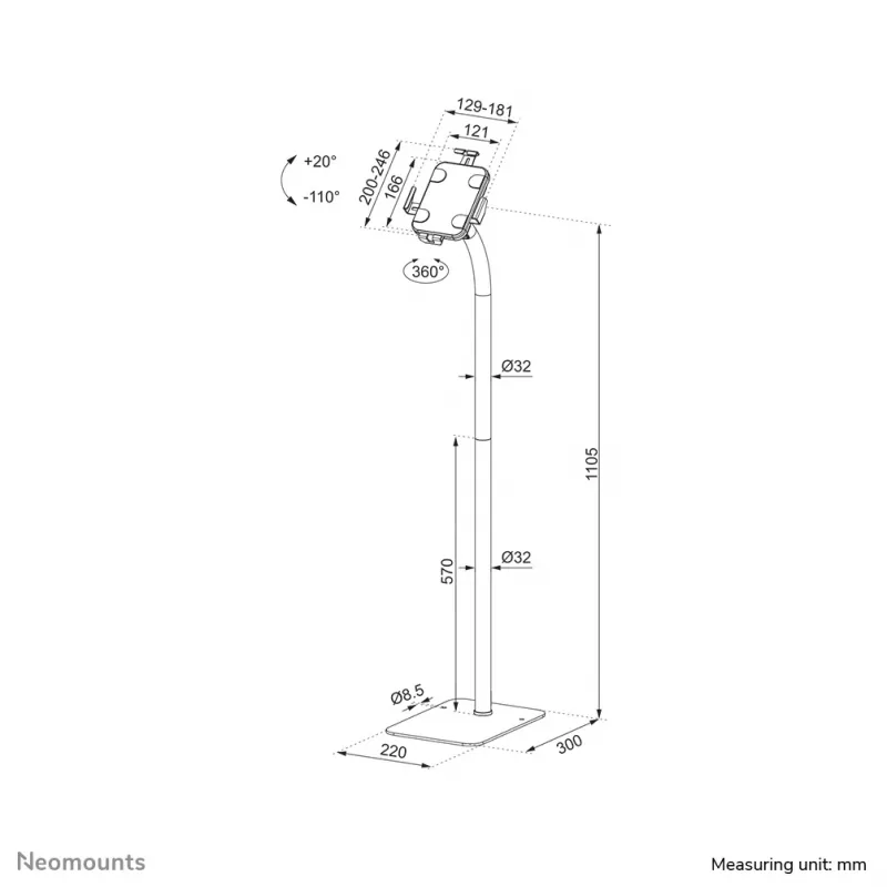 Neomounts FL15-625BL1 tablettilattiateline 7.9-11
