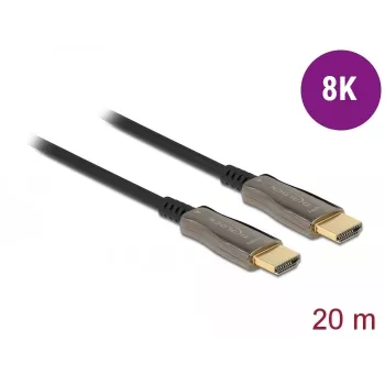 DELOCK aktiivinen optinen HDMI-kaapeli – uros – uros – 8K 60 Hz – 20 m – musta