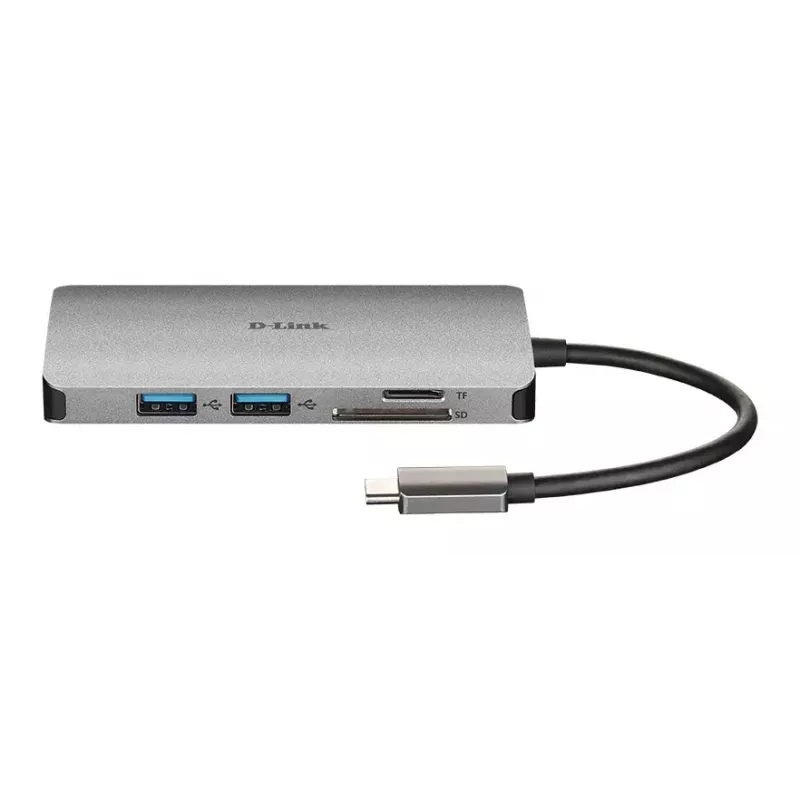 D-Link 8-in-1 USB-C -keskitin HDMI/Ethernet/kortinlukija/Power Delivery