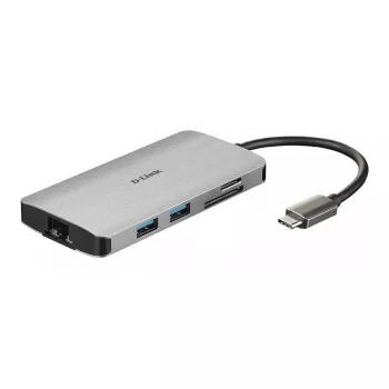 D-Link 8-in-1 USB-C -keskitin HDMI/Ethernet/kortinlukija/Power Delivery