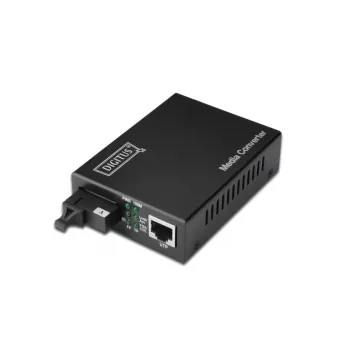 DIGITUS mediakonvertteri, singlemode, BiDi, WDM Gigabit Ethernet, Tx1310nm / Rx1550nm SC-liitin, jopa 20 km