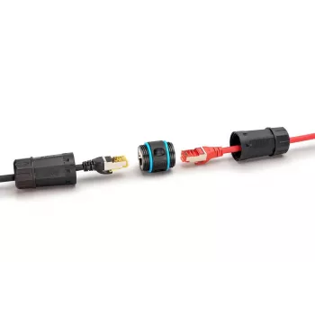 Digitus DN-93905-OD CAT 6A ulkokäyttöön tarkoitettu RJ45-jatkoliitin, IP68, musta