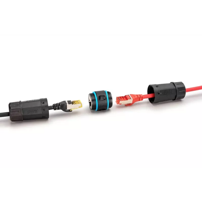 Digitus DN-93905-OD CAT 6A ulkokäyttöön tarkoitettu RJ45-jatkoliitin, IP68, musta