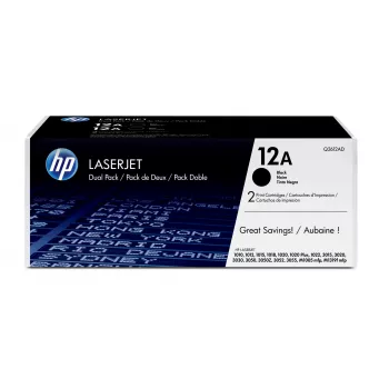 HP 12A 2 kpl:n pakkaus musta alkuperäinen LaserJet-värikasetti, 4000 sivua, musta, 2 kpl