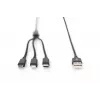 DIGITUS 3-in-1-latauskaapeli USB-A – Lightning + Micro-B + Type-C 1 m