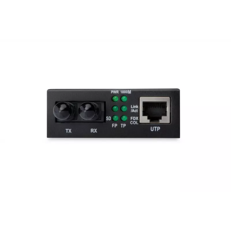 DIGITUS mediakonvertteri, multimode 10/100Base-TX – 100Base-FX, sis. virtalähteen, ST-liitin, jopa 2 km