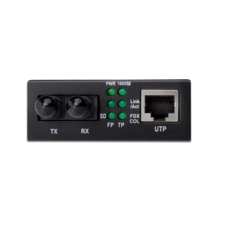 DIGITUS mediakonvertteri, multimode 10/100Base-TX – 100Base-FX, sis. virtalähteen, ST-liitin, jopa 2 km