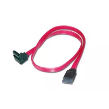 DIGITUS SATA-liitäntäkaapeli, L-tyyppi F/F, 50cm 90° kulma - suora, SATA II/III punainen