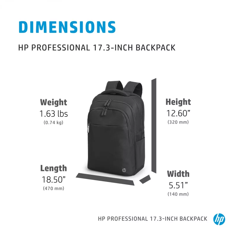 HP Professional 17.3 tuuman reppu, reppu, 740 g